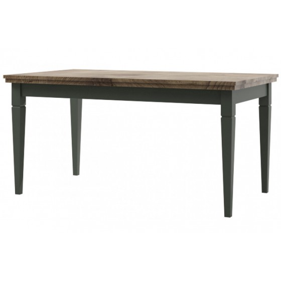 Table à manger extensible 160 cm, extensible 200 et 240 cm, couleur vert et chêne, Gamme EVOVERT