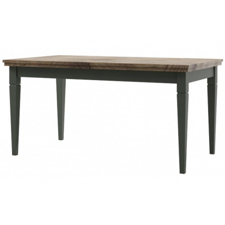 Table à manger extensible 160 cm, extensible 200 et 240 cm, couleur vert et chêne, Gamme EVOVERT