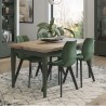 Table à manger extensible 160 cm, extensible 200 et 240 cm, couleur vert et chêne, Gamme EVOVERT