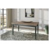 Table à manger extensible 160 cm, extensible 200 et 240 cm, couleur vert et chêne, Gamme EVOVERT