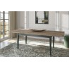 Table à manger extensible 160 cm, extensible 200 et 240 cm, couleur vert et chêne, Gamme EVOVERT