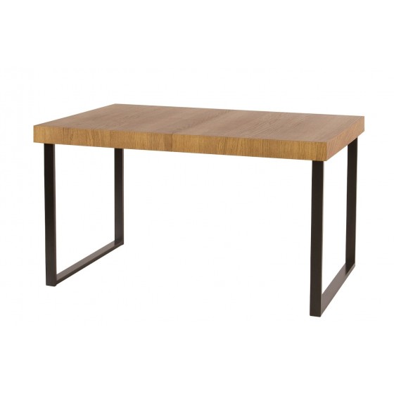 Table à manger extensible, 140 cm à 200 cm, pieds en métal, couleur chêne, Gamme PRATTO