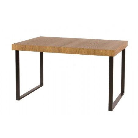 Table à manger extensible, 140 cm à 200 cm, pieds en métal, couleur chêne, Gamme PRATTO