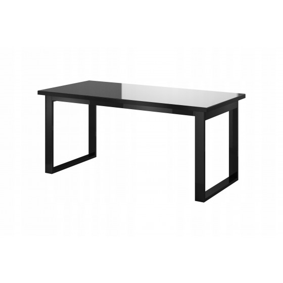 Table à manger extensible, 170 cm, extensible jusqu?à 225 cm, couleur verre noir / noir, Gamme LioNoir