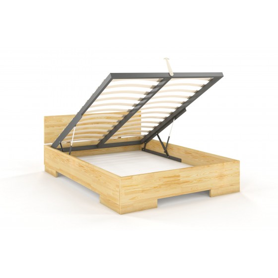Lit double  design en pin massif avec sommier relevable, Gamme vento