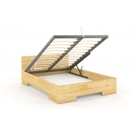 Lit double  design en pin massif avec sommier relevable, Gamme vento