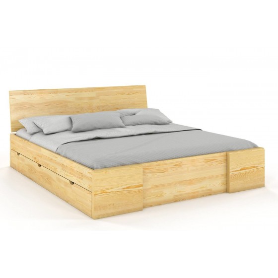 Lit double  design en pin massif avec tiroirs de rangement , Gamme indigo