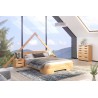 Lit double  design haut en  bois  hetre massif, Gamme vento