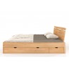 Lit double bois hetre massif avec tiroirs de rangement  , Gamme nash