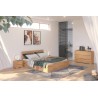 Lit double bois hetre massif avec tiroirs de rangement  , Gamme nash