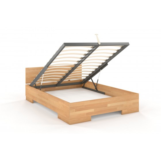 Lit double  design en hetre massif avec sommier relevable, Gamme vento
