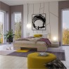 Lit  double contemporain avec chevets et tiroirs, couleur chêne sonoma et blanc, dimension 140x200,