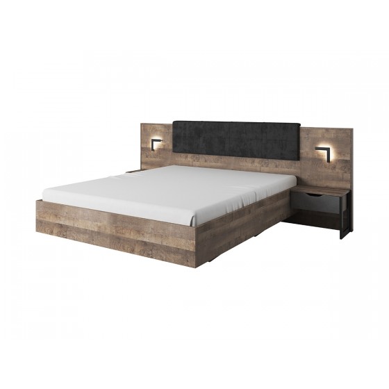 Lit  double contemporain 160x200  avec 2 chevets inclus , Gamme boston
