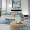 Lit king size avec chevets et tiroirs, couleur blanc et noyer noir, dimension 180x200, Gamme arte