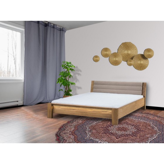 Lit double  design en bois, couleur café, Gamme boston