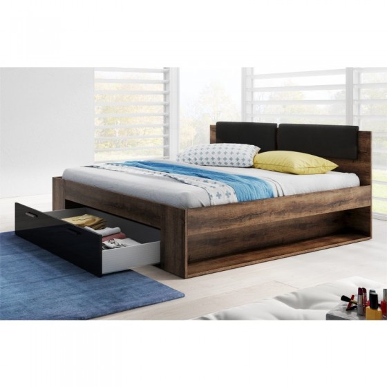 Lit adulte contemporain avec tiroir de rangement dimension 160 x 200, Gamme wesel
