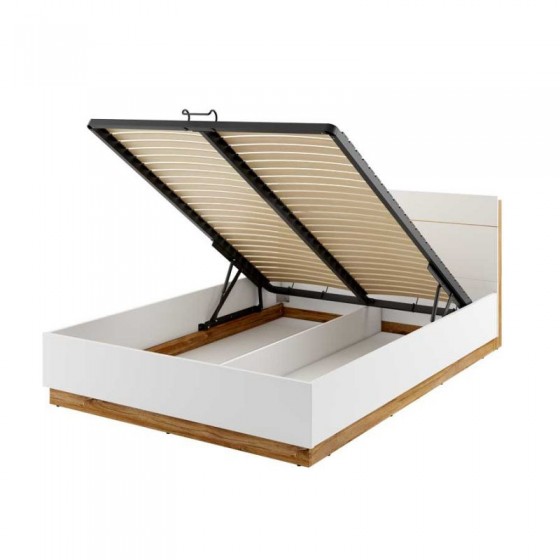 Lit  double contemporain avec sommier relevable, dimension 160x200, Gamme moore