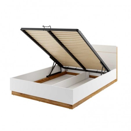 Lit  double contemporain avec sommier relevable, dimension 160x200, Gamme moore