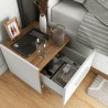 Lit  double contemporain avec sommier relevable, dimension 140x200, Gamme moore