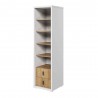 Bibliothèque avec 4 étagères et  2 tiroirs , couleur bois et blanc, Gamme VITA