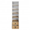Bibliothèque avec 4 étagères et  2 tiroirs , couleur bois et blanc, Gamme VITA