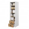 Bibliothèque avec 4 étagères et  2 tiroirs , couleur bois et blanc, Gamme VITA