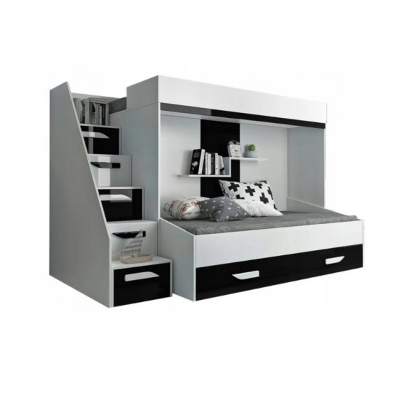 Lit superposé enfant avec tiroir de rangement et esacalier, Gamme dream