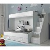 Lit superposé avec tiroir de rangement et escalier blanc, Gamme dream
