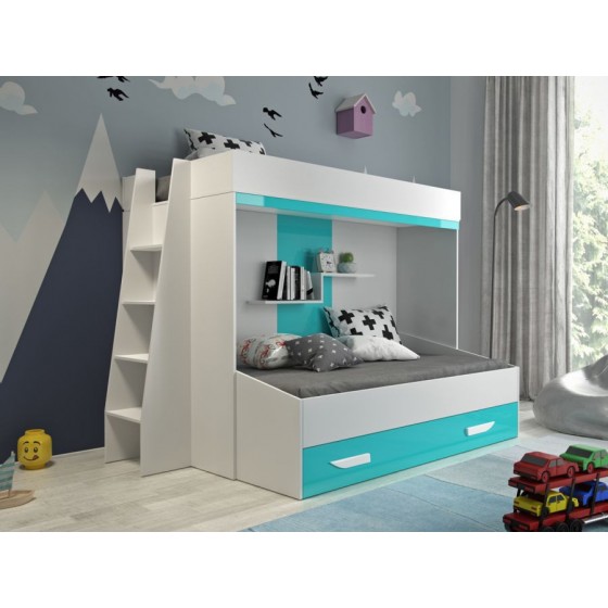 lit superposé enfant avec tiroir de rangement et etagere, Gamme dream 9