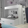 lit superposé enfant avec tiroir de rangement et etagere blanc, Gamme dream