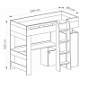 Lit mezzanine enfant en bois blanc et bleu, 1 echelle, espace bureau et rangements, Gamme braga