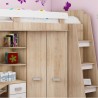Lit mezzanine enfant en bois, espace bureau et rangements, 1 échelle,  Gamme gramsh