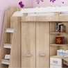 Lit mezzanine enfant en bois, espace bureau et rangements, 1 échelle,  Gamme gramsh