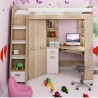 Lit mezzanine enfant en bois, espace bureau et rangements, 1 échelle,  Gamme gramsh