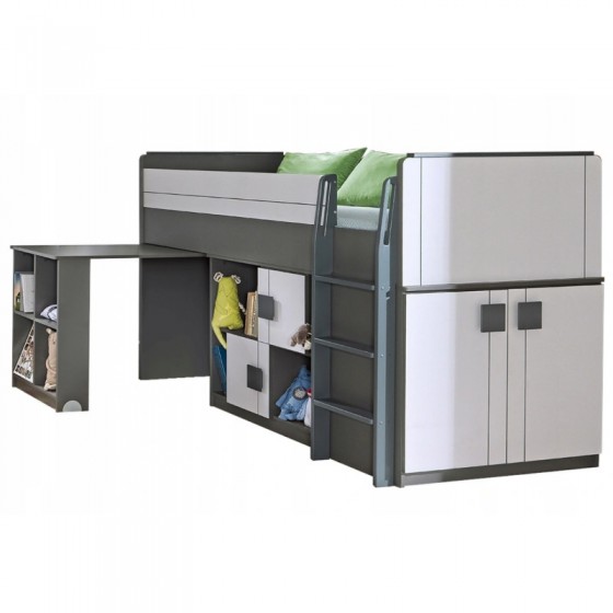 Lit combiné avec bureau et rangements, Gamme puzzle