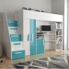 Lit combiné enfant 90x200  avec escalier et rangements, Gamme dream