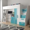 Lit combiné enfant 90x200  avec escalier et rangements, Gamme dream