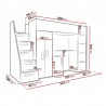 Lit combiné enfant 90x200  avec escalier et rangements blanc , Gamme dream