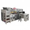 Lit combiné enfant 90x200  avec bureau et rangements  , Gamme dream