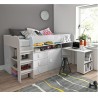 Lit combiné enfant 90x200  avec bureau et rangements blanc , Gamme dream