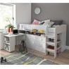 Lit combiné enfant 90x200  avec bureau et rangements blanc , Gamme dream