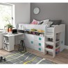 Lit combiné enfant 90x200  avec bureau et rangements blanc , Gamme dream