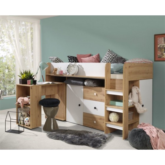 LIT ENFANT COMBINE 90X200  AVEC BUREAU ET RANGEMENTS  ? GAMME SMART
