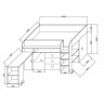 Lit combiné enfant 90x200  avec bureau et rangements blanc , Gamme dream