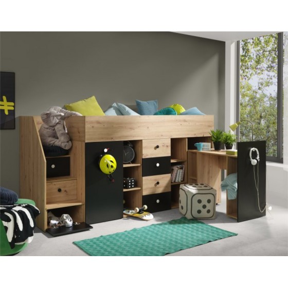 LIT ENFANT COMBINE 90X200  AVEC ESCALIER  ET  BUREAU ? GAMME SMART