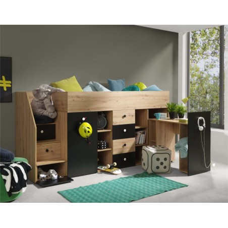 LIT ENFANT COMBINE 90X200  AVEC ESCALIER  ET  BUREAU ? GAMME SMART