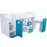 Lit combiné enfant 90x200  avec escalier  et  bureau , Gamme dream