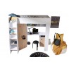LIT MEZZANINE ENFANT 90X200 AVEC BUREAU ET ARMOIRE, GAMME SMART