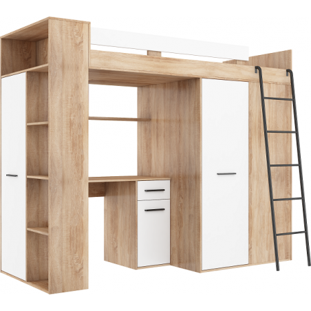 Lit combiné enfant 90x200  avec bureau et armoires  , Gamme maxi