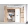 Lit combiné enfant 90x200  avec bureau et armoires  , Gamme maxi